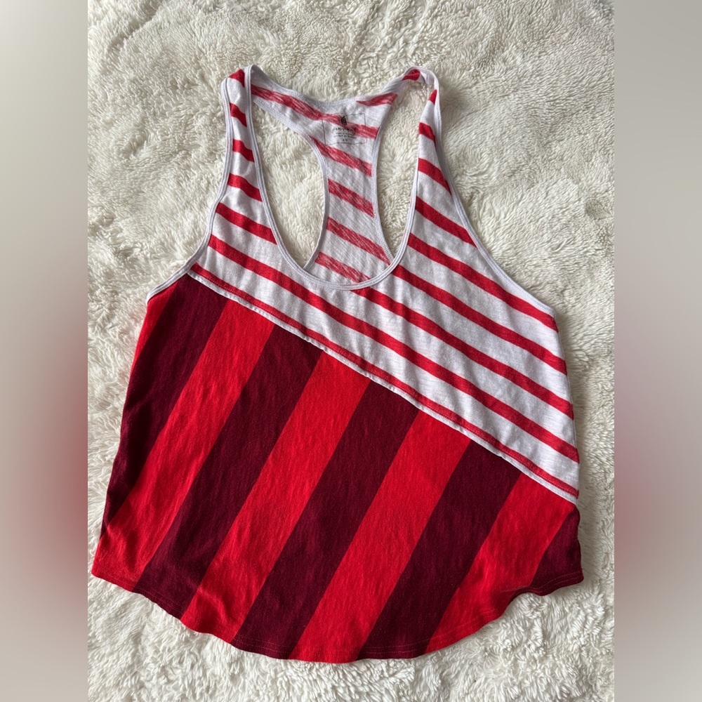 Free People Movement Racerback Oversized Red and White Stripe Tank Top